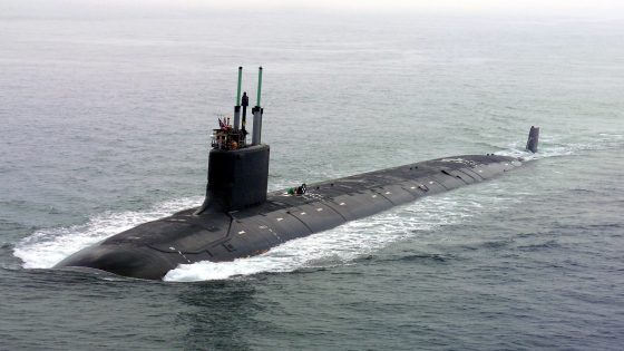 040730-N-1234E-002
Groton, Conn. (July 30, 2004) - The nationÕs newest and most advanced nuclear-powered attack submarine and the lead ship of its class, PCU Virginia (SSN 774) returns to the General Dynamics Electric Boat shipyard following the successful completion of its first voyage in open seas called "alpha" sea trials. Virginia is the NavyÕs only major combatant ready to join the fleet that was designed with the post-Cold War security environment in mind and embodies the war fighting and operational capabilities required to dominate the littorals while maintaining undersea dominance in the open ocean. Virginia and the rest of the ships of its class are designed specifically to incorporate emergent technologies that will provide new capabilities to meet new threats. Virginia will be delivered to the U.S. Navy this fall. U.S. Navy photo by General Dynamics Electric Boat (RELEASED)